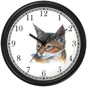 Abyssinian Cat   JP   Wall Clock by WatchBuddy Timepieces (Slate Blue 