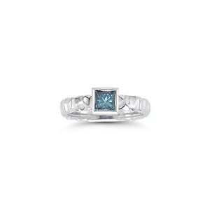  0.59 Cts Blue Diamond Ring in 14K White Gold 8.0: Jewelry