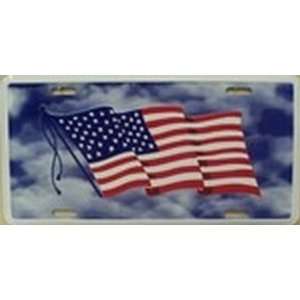 American USA Flag Cloud Background License Plates Plate Tag Tags Plate 