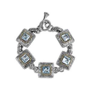   and 14k Gold Sky Blue Topaz Chain Link Toggle Bracelet  Jewelry