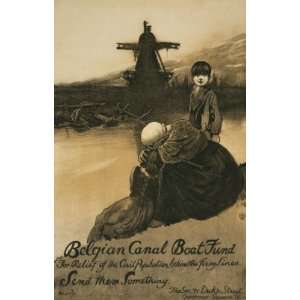 World War I Poster   Belgian Canal Boat Fund for the relief of the 