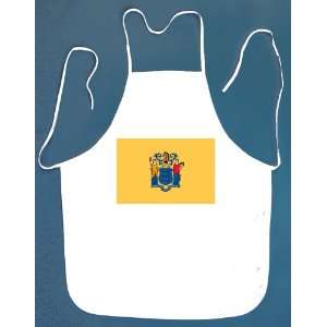  New Jersey Flag BBQ Barbeque Apron with 2 Pockets White 