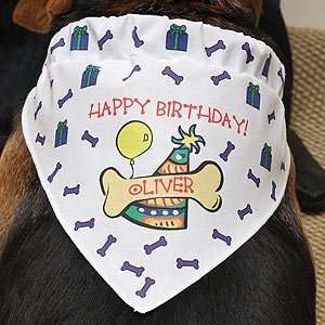  Personalized Dog Birthday Bandana   Hat and Bone Design 