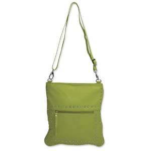  Lime Leather Studded Cross Body Sling Bag Jewelry