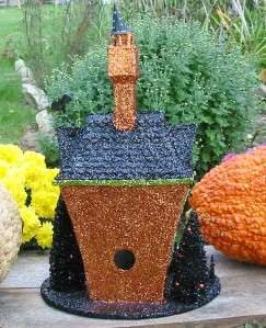 Halloween Large Glittered Mansion Lighted Haunted House Table Piece 