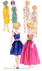 Vintage 11.5 Barbie & Midge Doll Clothes Pattern 3385  