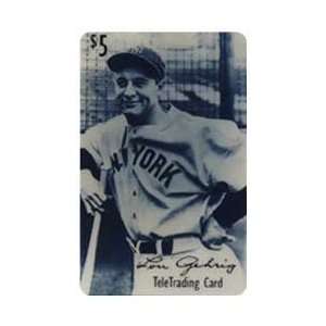 Collectible Phone Card $5. Baseball Legend B&W Lou Gehrig Relaxing 