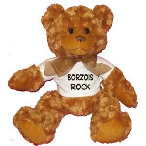  Borzois Rock Plush Teddy Bear with WHITE T Shirt: Toys 
