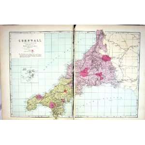   Bacon Antique Map 1883 Scilly Isles Cornwall England: Home & Kitchen