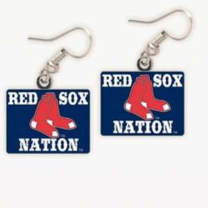  BOSTON RED SOX OFFICIAL SILVER LOGO EARRINGS: Sports 