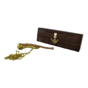    Brass Boatswains Call In Wooden Box Whistle: Home & Kitchen