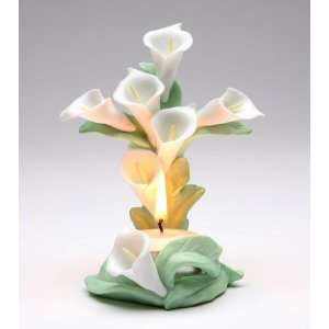   : Calla Lily Flower Cross Porcelain Tea Light Candle: Home & Kitchen