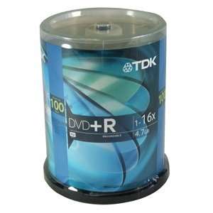 TDK Disc, DVD+R, 4.7GB, 100/spindle, 16X Branded 100/PK