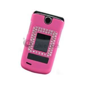 Rubberized Plastic Phone Cover with Diamonds Hot Pink For 
