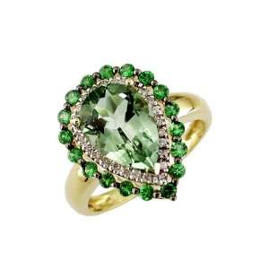   Diamond & Green Garnet Ring in 14K Yellow Gold (TCW 3.40) Jewelry