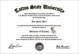 Tattoos Diploma   Tattoo Lover Body Art Diploma  