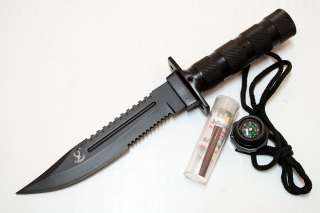 10.5 Stainless Steel Black Blade Survival Knife with Sheath Heavy 