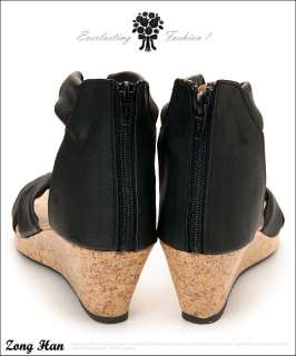   Jewels Mid Heels Zipper Wedge Sandals in Taro, Black, Beige  