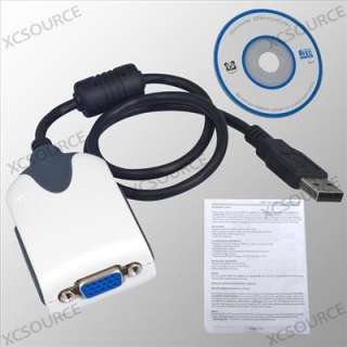 USB to VGA Adapter Cable Extra Monitor Multi display Laptop Windows 