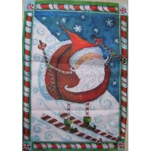  Skiing Santa   Mini Flag: Patio, Lawn & Garden