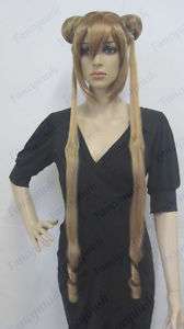 Cosplay Wig Sailor Moon Long blonde Two Fixed Ponytails  