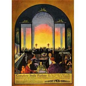 1920 Ad Albert Pick Soda Parlor Designing Furnish Decor Waiter Server 
