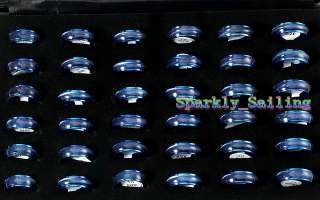 Title Wholesale 50Pcs Blue Ray Stainless Steel Rings Ri st10(Rings 
