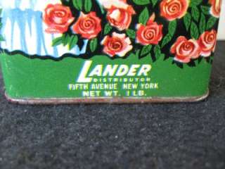Vintage Lander LILACS and ROSES Blended TALC Powder Tin  