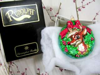 Christopher Radko Rudolph Reindeer 1999 Christmas Ornament w/ Box 