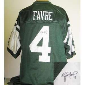 com Brett Favre Autographed/Hand Signed Authentic Reebok Jets Jersey 