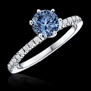   01 carat blue diamond engagement ring 14K white gold: Everything Else