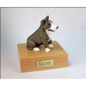  1139 Bull Terrier, Brindle/White Dog Cremation Urn