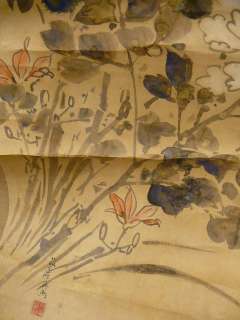 EDO Antique Hanging Scroll w/Botan by Shikou R459  