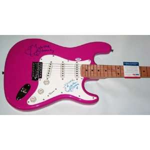  Tabitha Stevens Autographed Signed Dual Signed Pink Guitar 