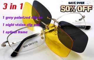 polarized clip on+ night vision clip on +optical frame  