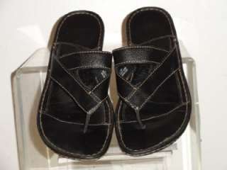 Born Women Black Leather Flip Flop Thong Sandals Shoe Shoes Size 10/42 
