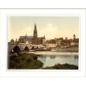 Stone Bridge (Steinerne Brucke) and cathedral Ratisbon (Regensburg 