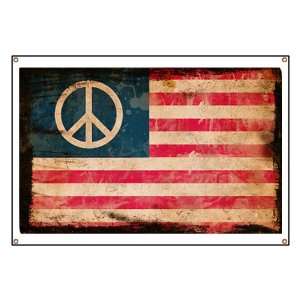  Banner Worn US Flag Peace Symbol: Everything Else