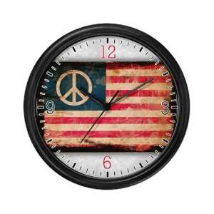  Wall Clock Worn US Flag Peace Symbol: Everything Else