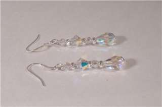 Sterling Silver AB Swarovski Crystal Briolette Earrings  