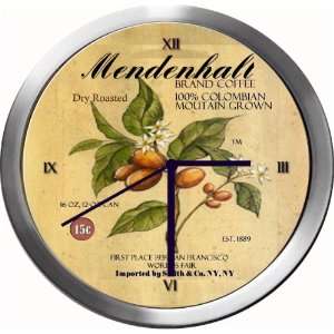  MENDENHALL 14 Inch Coffee Metal Clock Quartz Movement 