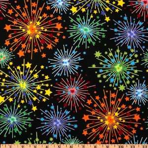   Treasures Fireworks Black Fabric By The Yard Arts, Crafts & Sewing