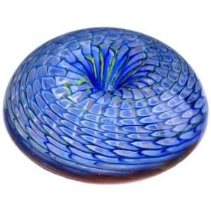  Swirl Disk Paperweight Blue