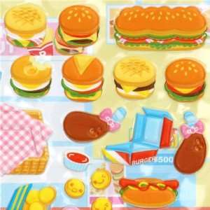    cool 3D sponge sticker set food burger hot dog: Toys & Games