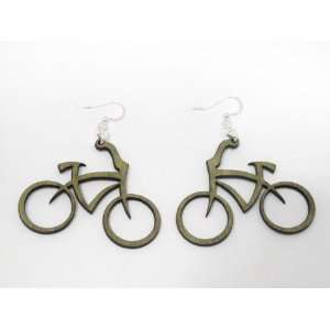  Apple Green Bicycle Wooden Earrings: GTJ: Jewelry