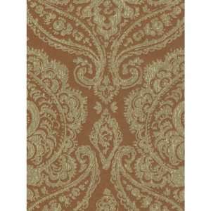  Traditional Design Beige Flock on Burnt Orange in Verve by 