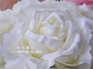 White Silk Roses Buds Wedding Bouquet Bridal Flowers  