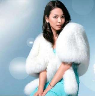 Warm Ivory/White Artificial Fur Wedding/Evening Dress Shawl For Winter 