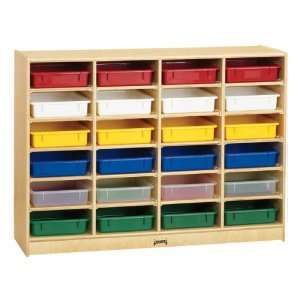   Birch Paper Tray Cubby Unit 24 Cubbies with Colorful Trays: Baby