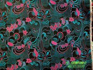 1y Asian Chinese Tapestry Satin Brocade fabric black  